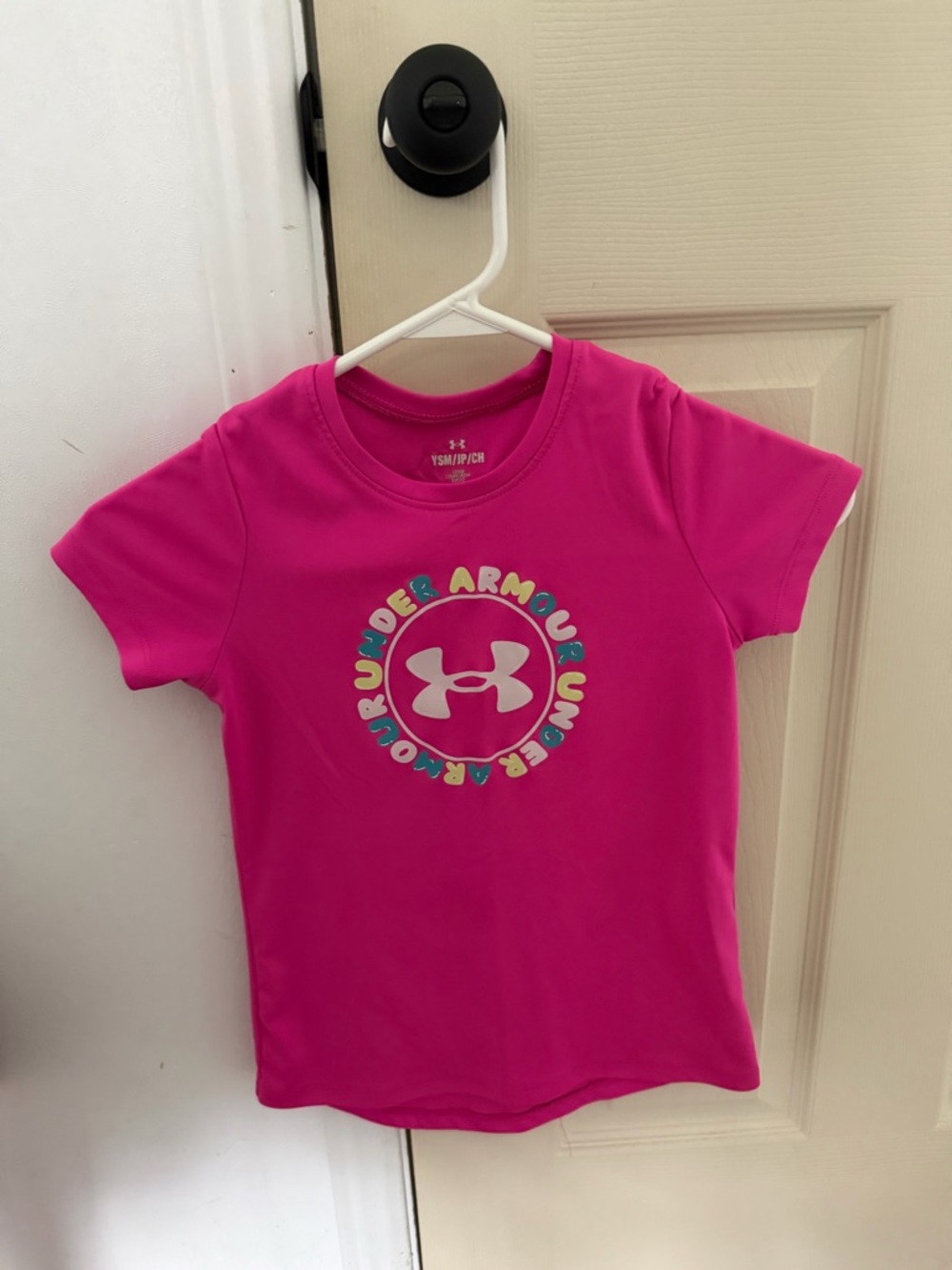Under Armour Hot Pink Girls' Short Sleeve Logo Tee